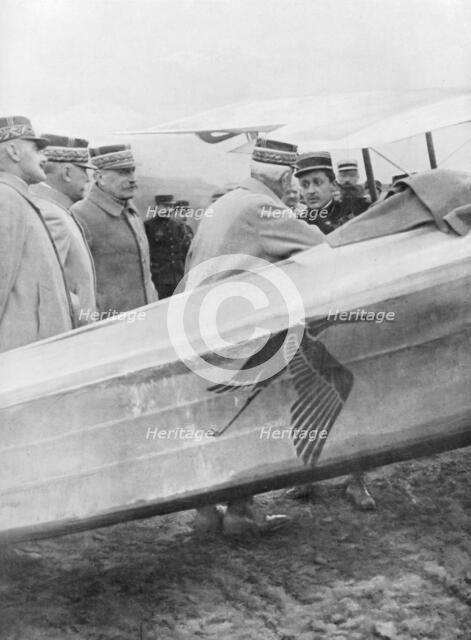 Lieutenant Georges Guynemer meeting French generals, 19 February 1917. Artist: Unknown