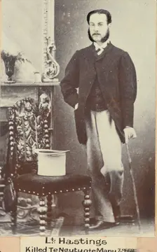 Lieutenant Hastings, killed Te Ngutuote Manu 7.9.1868, c.1900. Creator: William Francis Gordon