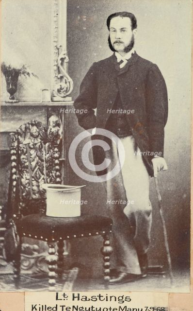 Lieutenant Hastings, killed Te Ngutuote Manu 7.9.1868, c.1900. Creator: William Francis Gordon.