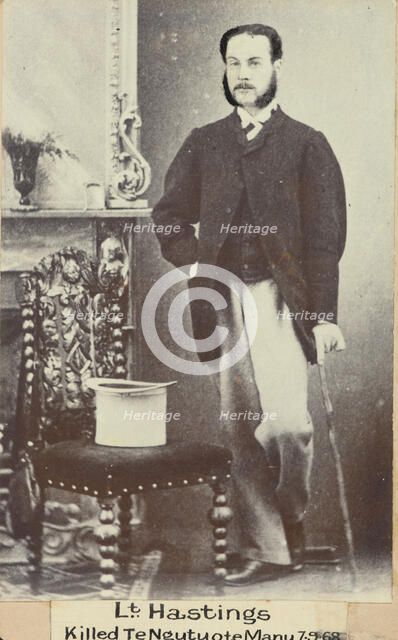 Lieutenant Hastings, killed Te Ngutuote Manu 7.9.1868, c.1900. Creator: William Francis Gordon.
