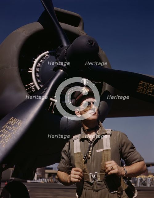 Lieutenant "Mike" Hunter, Army pilot assigned to Douglas Aircraft Company, Long Beach, Calif., 1942. Creator: Alfred T Palmer.