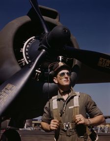 Lieutenant "Mike" Hunter, Army pilot assigned to Douglas Aircraft Company, Long Beach, Calif., 1942. Creator: Alfred T Palmer