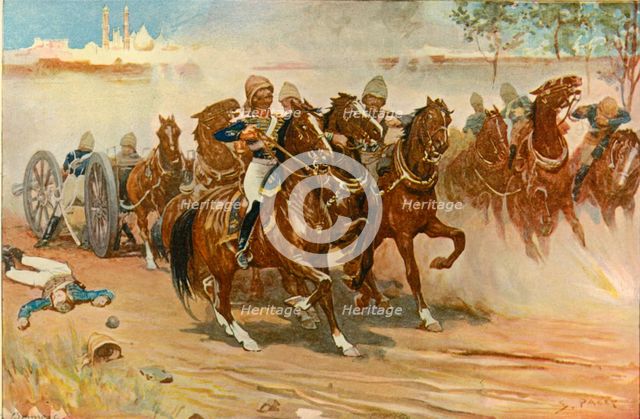 'Lieutenant Roberts Saving His Battery Under the Walls of Delhi', (1901). Creator: Sidney E Paget.