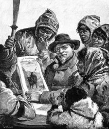...Lieutenant Schwatka Showing the esquimaux the "Illustrated London News", 1881. Creator: R&E Taylor