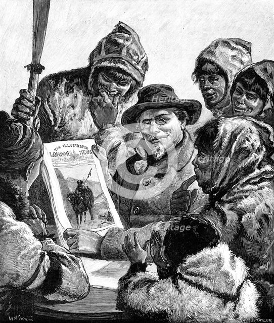 ...Lieutenant Schwatka Showing the esquimaux the "Illustrated London News", 1881. Creator: R&E Taylor.