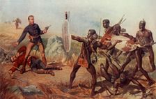Lieutenants Melvill and Coghill (24th Regiment) Dying to Save the Queen's Colours 1900. Creator: Charles Edwin Fripp