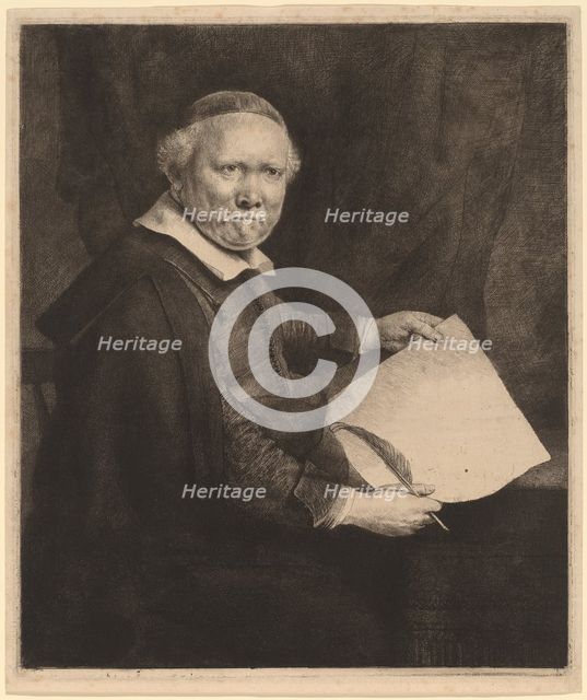 Lieven Willemsz van Coppenol: the Larger Plate, 1658. Creator: Rembrandt Harmensz van Rijn.