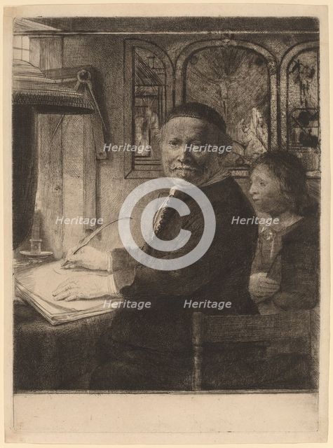 Lieven Willemsz van Coppenol: the Smaller Plate, c. 1658. Creator: Rembrandt Harmensz van Rijn.