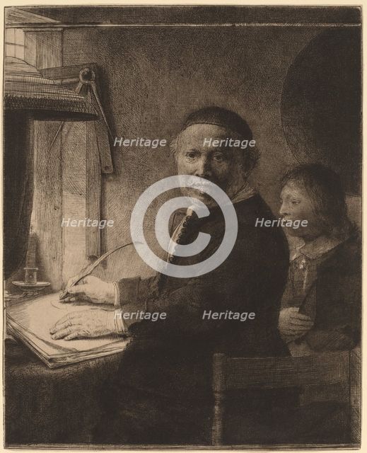 Lieven Willemsz van Coppenol: the Smaller Plate, c. 1658. Creator: Rembrandt Harmensz van Rijn.
