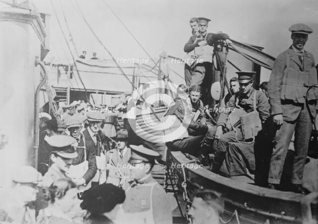 Life belt drill on liner, between c1915 and c1920. Creator: Bain News Service.