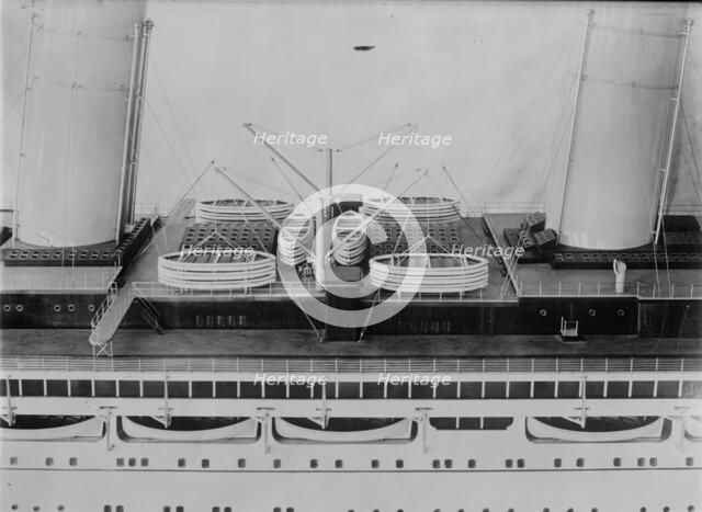 Life boat device on S.S. Imperator, between c1910 and c1915. Creator: Bain News Service.