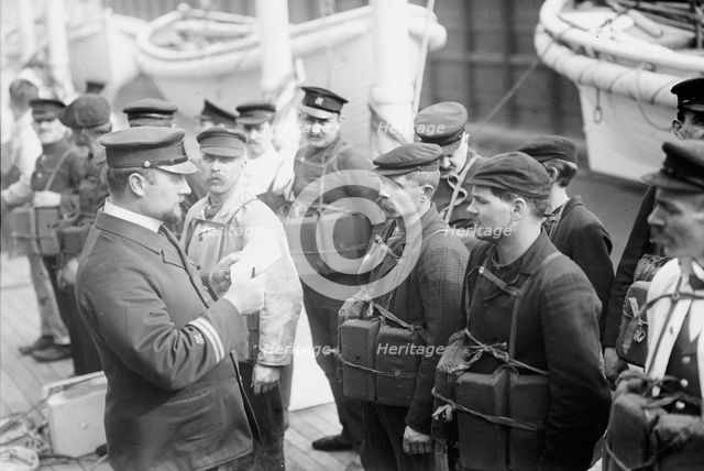 Life boat drill KAISER WILHELM II, between c1910 and c1915. Creator: Bain News Service.