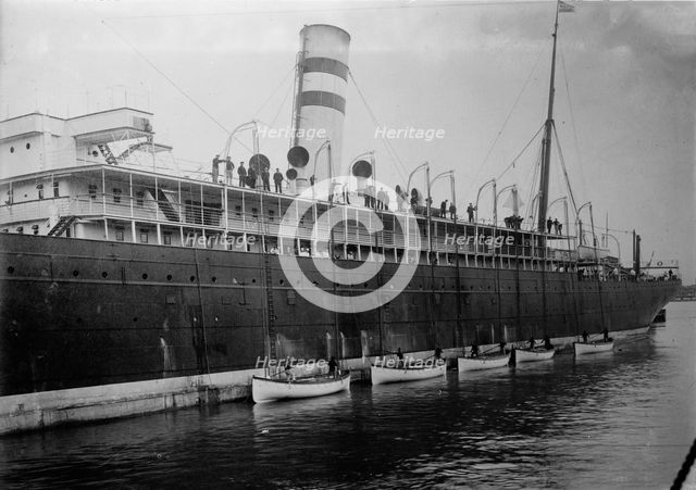 Life boats launched, Holland America line, between c1910 and c1915. Creator: Bain News Service.