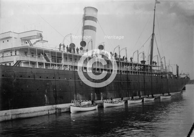 Life boats launched, Holland America line, between c1910 and c1915. Creator: Bain News Service.