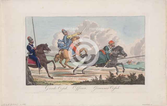 Life-Guards Cossack, Officer and Cossack. Artist: Geissler, Christian Gottfried Heinrich (1770-1844)