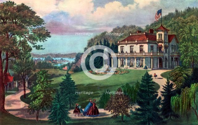 'Life in the Country, Evening', 1862.Artist: Currier and Ives