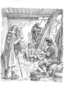Life inside a turret on Hadrian's Wall, 2nd or 3rd century (c1985-c2000). Artist: Philip Corke