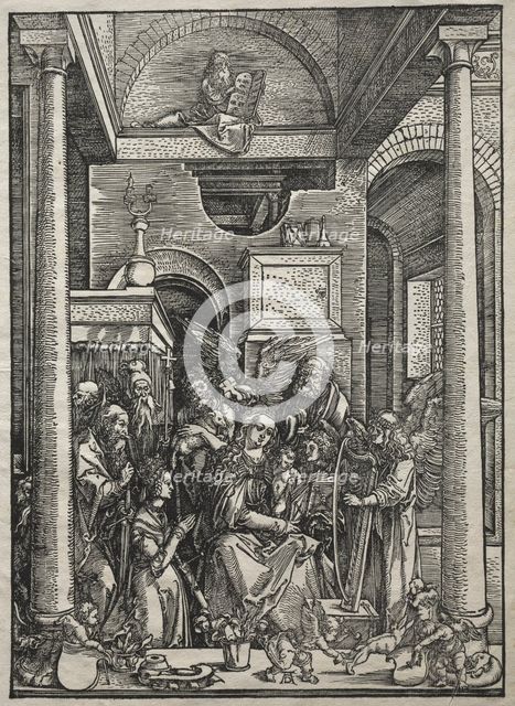 Life of the Virgin: Adoration of the Virgin and Child by Saints and Angels, 1504-1505. Creator: Albrecht Dürer (German, 1471-1528).