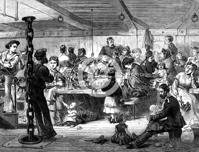 Life on board a troop-ship: dinner-time, 1873. Creator: Unknown.