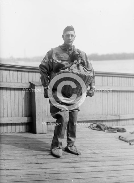 Life Saving Suit Worn By T. Aud, 1916. Creator: Harris & Ewing.
