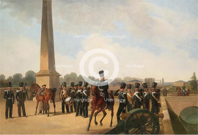 Lifeguards Regiment on the Connetable Square in Gatchina. Artist: Willewalde, Gottfried (Bogdan Pavlovich) (1818-1903)