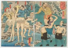 Lifelike Dolls in the Inner Asakusa Kannon Temple, 1855. Creator: Utagawa Kuniyoshi