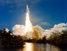 Lift off, second Space Shuttle flight, Kennedy Space Center, Merritt Island, Florida, USA, 1981. Creator: NASA