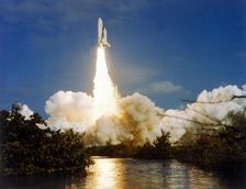 Lift off, second Space Shuttle flight, Kennedy Space Center, Merritt Island, Florida, USA, 1981. Creator: NASA