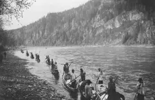 Lifting the Expedition Boats to the Mrasskii Rapid, Below the Shadrovo Ulus, 1913. Creator: GI Ivanov