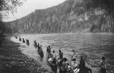Lifting the Expedition Boats to the Mrasskii Rapid, Below the Shadrovo Ulus, 1913. Creator: GI Ivanov
