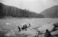 Lifting a Boat to the Mrasskii Rapid, 1913. Creator: GI Ivanov