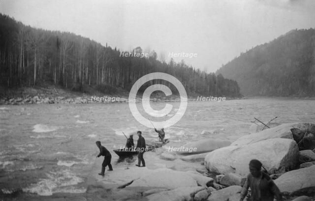 Lifting a Boat to the Mrasskii Rapid, 1913. Creator: GI Ivanov.