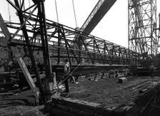 Lifting a conveyor bridge, Manvers coal preparation plant, near Rotherham, South Yorkshire, 1956. Creator: Michael Walters