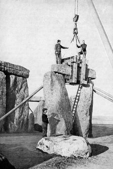 Lifting of an impost at Stonehenge, 1901, (c1920)