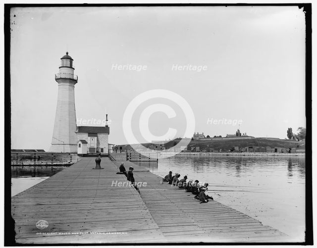 Light house and Fort Ontario, Oswego, N.Y., c1900. Creator: Unknown.