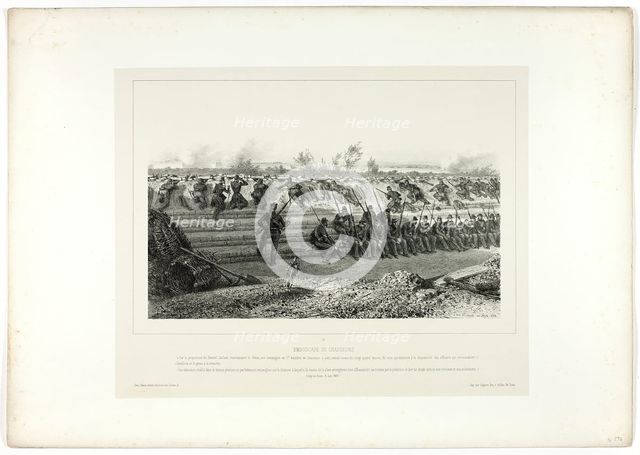 Light infantry ambush, from Souvenirs d’Italie: Expédition de Rome, 1858. Creator: Auguste Raffet.