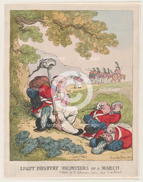 Light Infantry Volunteers on a March, June 8, 1804., June 8, 1804. Creator: Thomas Rowlandson.