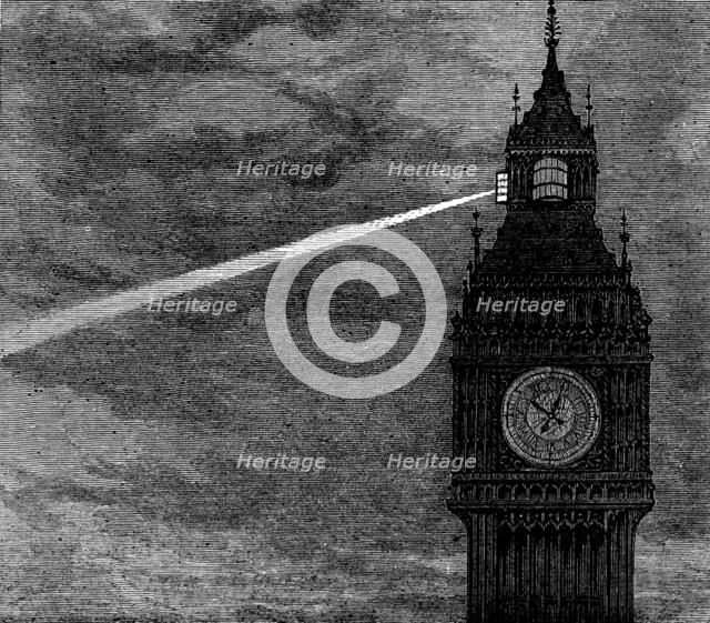 Light on the clock-tower, Houses of Parliament, 1873. Creator: Unknown.