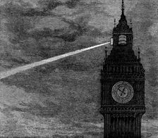 Light on the clock-tower, Houses of Parliament, 1873. Creator: Unknown