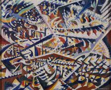 Light + Mirrors and Crowd: interior of a Popular Ballroom in Antwerp, 1914. Creator: Schmalzigaug, Jules (1882-1917)