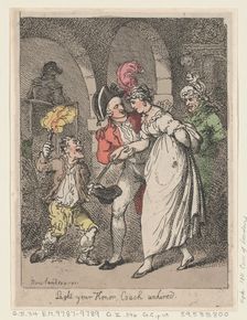 Light Your Honor, Coach unhired, 1811., 1811. Creator: Thomas Rowlandson