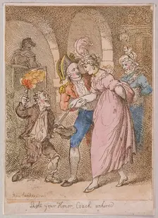 Light your Honor Coach unhired'; scene at Covent Garden piazza,Cries of London, 1811. Artist: Anon