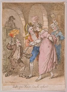 Light your Honor Coach unhired'; scene at Covent Garden piazza,Cries of London, 1811. Artist: Anon