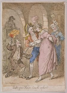 Light your Honor Coach unhired'; scene at Covent Garden piazza,Cries of London, 1811. Artist: Anon