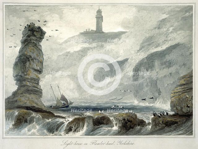 'Lighthouse on Flamborough Head', Yorkshire, 1822. Artist: William Daniell