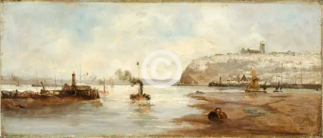 'Lighthouse outside Cardiff docks', c1900. Creator: Richard Short.