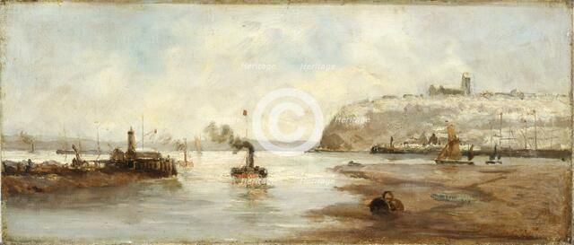 'Lighthouse outside Cardiff docks', c1900. Creator: Richard Short.