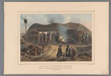 Lighting a mortar in an armoured battery, 1832, (1833). Creator: Auguste Raffet