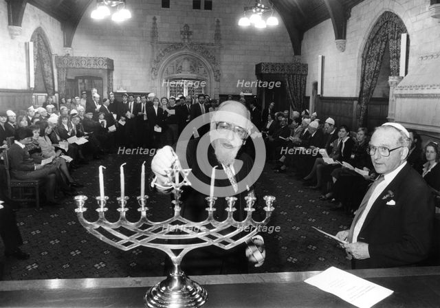 Lighting the Menorah, House of Commons, London, 1991. Creator: John Nathan.