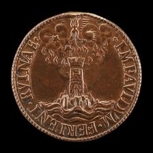 Lightning Striking a Tower in the Sea [reverse], 16th century. Creator: Unknown